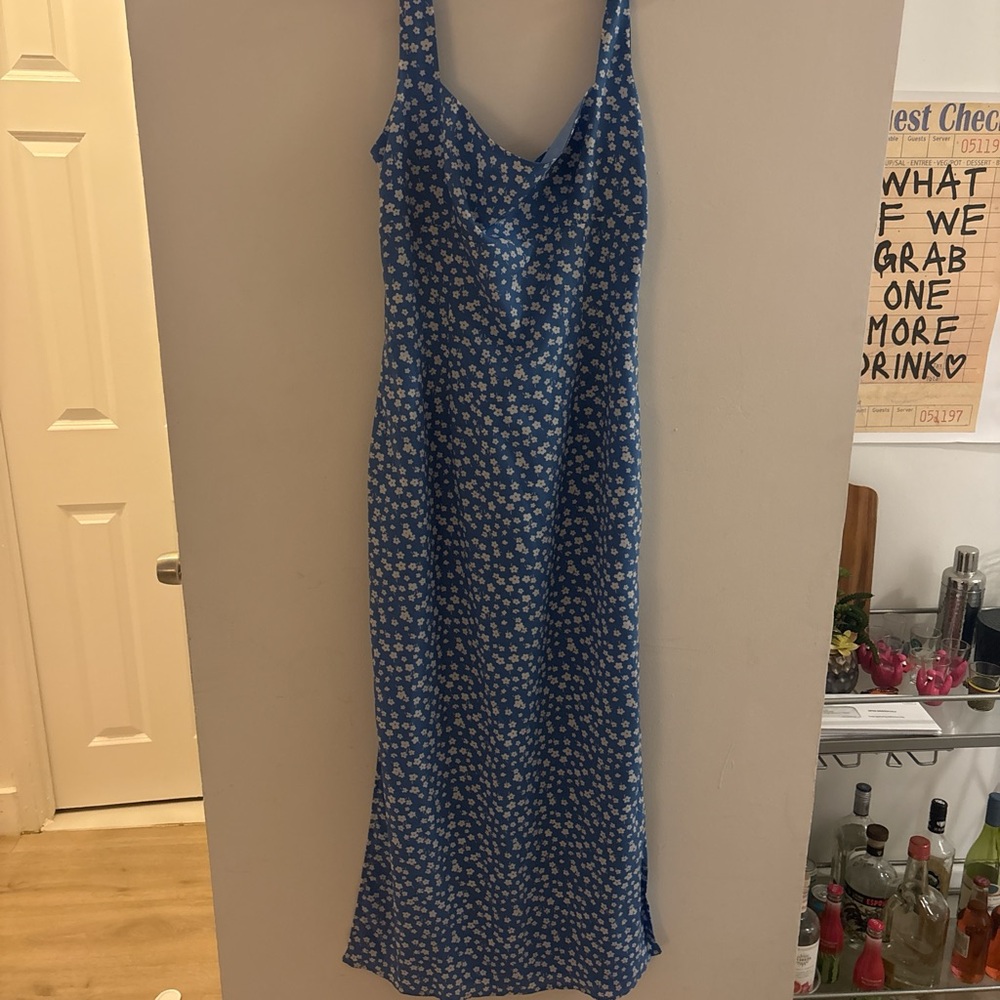 Beginning Boutique Blue and White Floral Maxi Dress